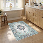 RELEANY Area Rugs Small 2'6"x4' Washable Non-Slip, Floral Vintage Distress by RELEANY