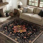 RELEANY Area Rugs 4'x6' Washable Non-Slip, Floral Vintage Distress Medallion by RELEANY