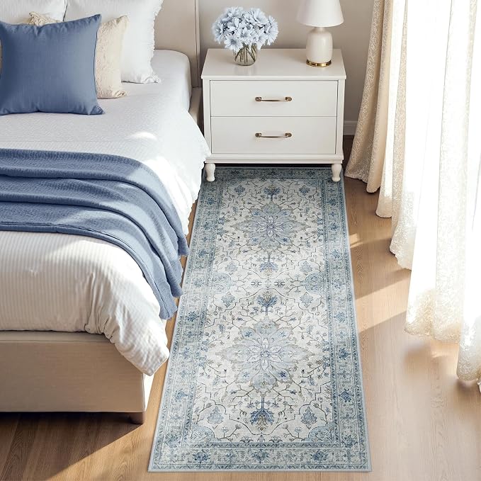 RELEANY Area Rugs Runner 2'6"x8' Washable Non-Slip, Floral Vintage Distress - Image 2