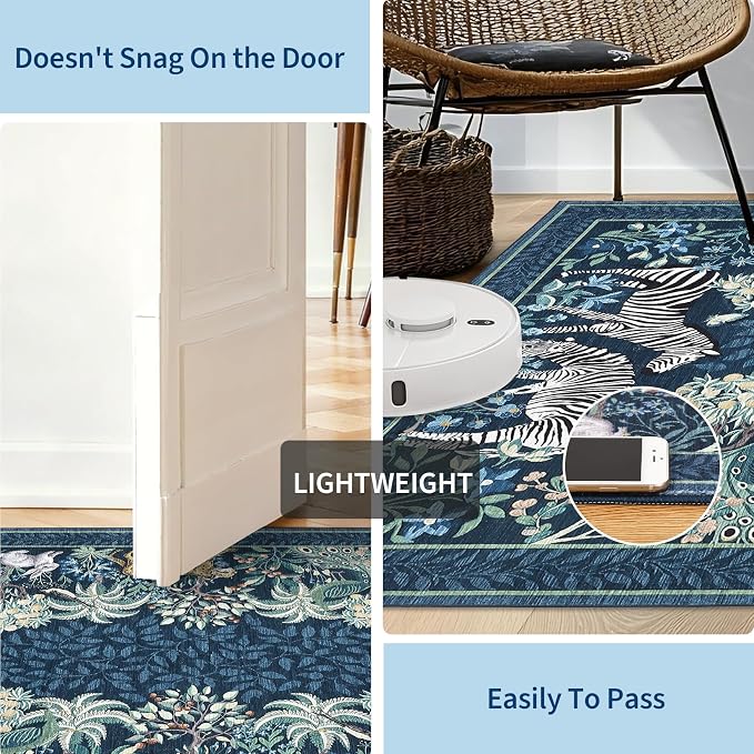 GarveeHome Zebra Teal Washable Rugs 5x7 - Image 6