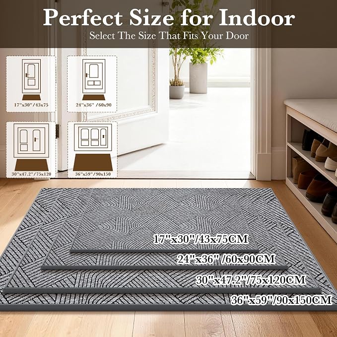 Indoor Door Mat 36"x59" Large, Low-Profile Welcome Front Door Mat Indoor - Image 2