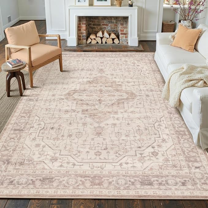 8x10 Washable Area Rug for Living Room & Bedroom, Extra Lager Soft Pink Rugs - Image 4