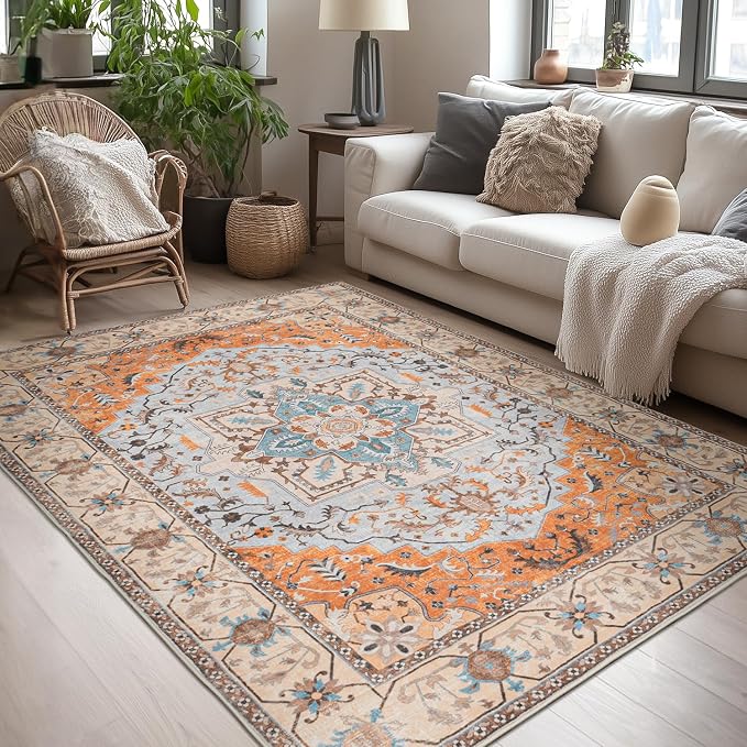 Lessymo 5x7 Area Rugs- Machine Washable Area Rugs, Super Soft Faux-Wool Area Rug by Lessymo