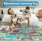Capslpad Kids Rug Educational Play Rug 6.6' x 5' Traffic Road Kids Car Mat - Image 6