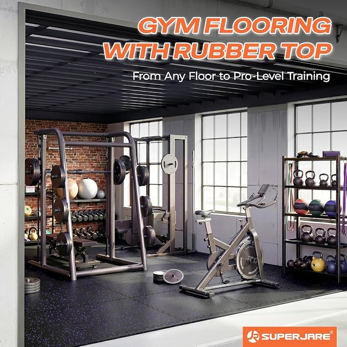 SUPERJARE 0.56'' Thick 12 Pcs 48 Sq Ft Rubber Top Exercise Equipment Mats - Image 8