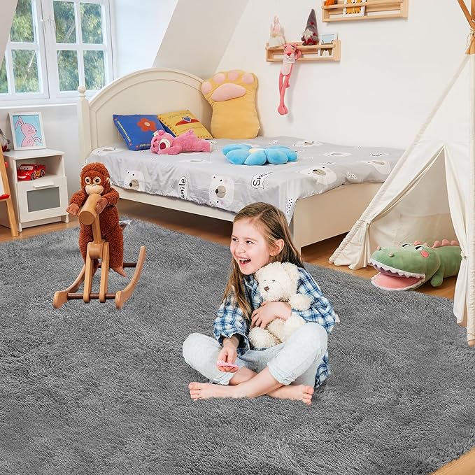 5X8 Ultra Soft Rug for Living Room, 5X8 Fluffy Shag Area Rug for Bedroom - Image 3