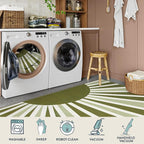 Lahome Green Area Rug: 5'x7 'Ultra-Thin Machine Washable & Non-Slip - Image 3