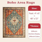 SERISSA Bedroom Rug 4x6 Boho Tribal Rug, Vintage Washable Area Rugs Non Slip - Image 7