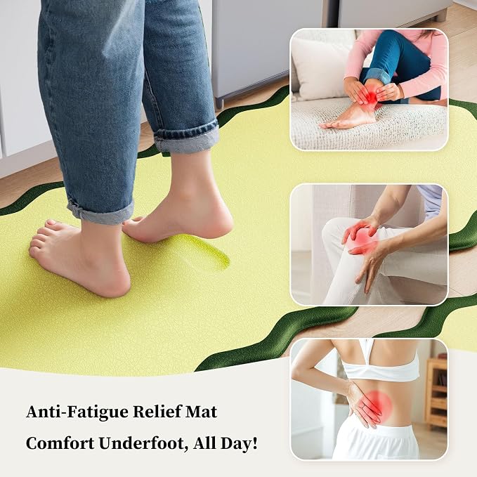 Arenarug Scalloped Kitchen Mats Rugs Sets of 2 Cushioned Anti Fatigue Floor Mat - Image 4