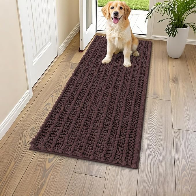 Smiry Dog Door Mat for Muddy Paws 44x24, Absorbent Dirt Trapper, Non-Slip by Smiry
