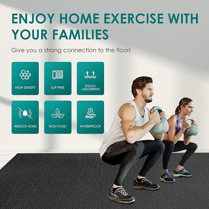 Large Exercise Mat, High-Density Gym Mats Cardio Mat - Image 2