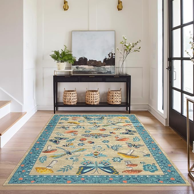 Mushroom Insect Washable Rug 5x7 Area Rugs - Image 3