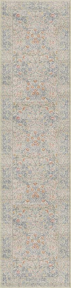 Vintage Beige Blue 3x12 Runner Rug - Image 2