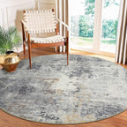 Lahome Modern Abstract Round Rug - 6Ft Gray Circle Rugs by Lahome