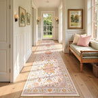 RELEANY Area Rugs Runner 2'6"x14' Washable Non-Slip, Floral Vintage Distress by RELEANY