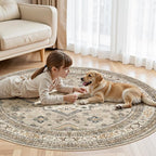 6ft Round Vintage Living Room Area Rug - Image 7