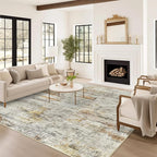 Soalmost 5x7 Area Rugs Gray Rust Low Pile Indoor Washable Trendy Faded Style - Image 8