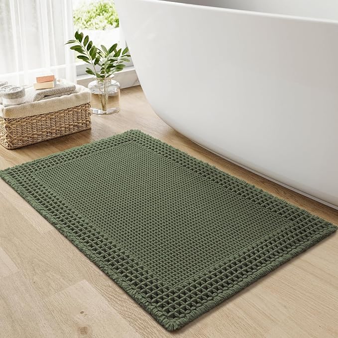 RESARE Waffle Bath Mat for Bathroom, Super Absorbent Bathroom Rugs Non Slip by Resare