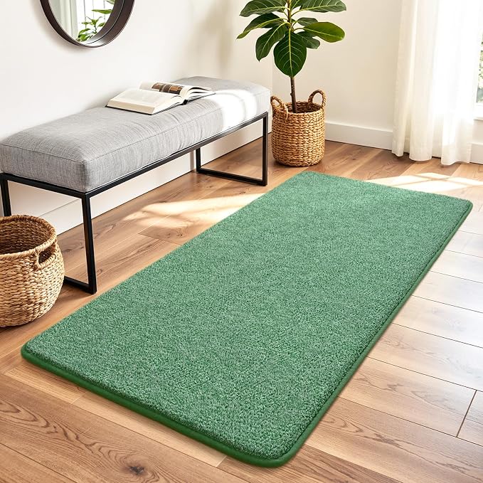 Keeko 2x4 Green Runner Rug, Indoor Bedroom Hallway Entryway Small Area Rugs Non - Image 5