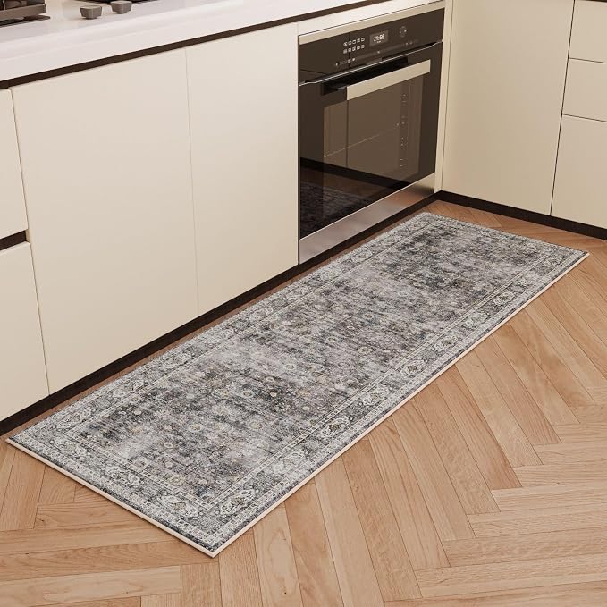 Rugcomf 2x5 Rug Runner -Vintage Machine Washable Kitchen Rug, Non-Slip Low Pile - Image 4
