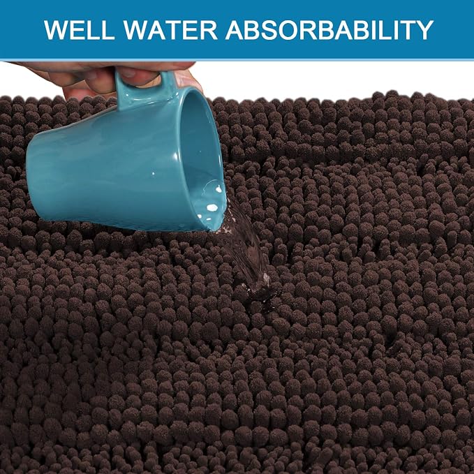 Non Slip Thick Shaggy Chenille Bathroom Rug Mat Set Extra Soft and Absorbent - Image 5