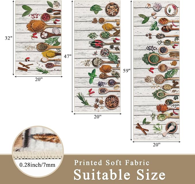 Vaukki Boho Kitchen Rug Sets 3 Pieces, Washable Kitchen Mats - Image 2