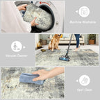 Lahome Modern Abstract Round Rug - 6Ft Gray Circle Rugs - Image 4