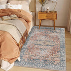 Rugxara 3x5 Rug for Entryway Bedroom, Coral Blue 3x5 Washable Area Rug - Image 3
