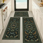 JTJ Botanical Insect Kitchen Rug Set of 3, Dark Green Nature Inspired Floor Mats - Image 6