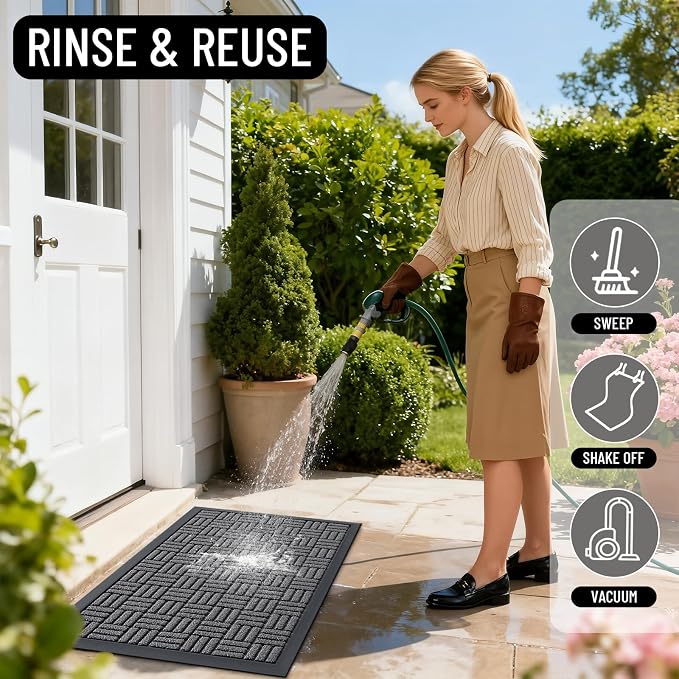 OLANLY Front Door Mat Outside Entrance 47x32, Heavy Duty Sturdy Natural Rubber - Image 8