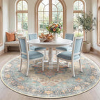 RELEANY Area Rugs Round 7ft Washable Non-Slip, Floral Vintage Distress by RELEANY