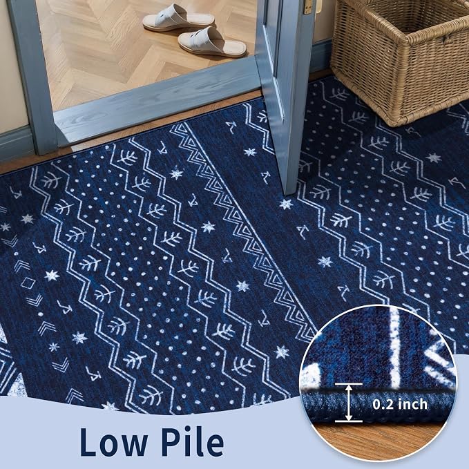 SERISSA 9x12 Area Rugs for Living Room, Washable Non-Slip Blue and White Boho - Image 7