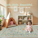 Green Floral Rug for Girls, 5x7 Washable Botanical Bedroom Rug for Nursery - Image 7