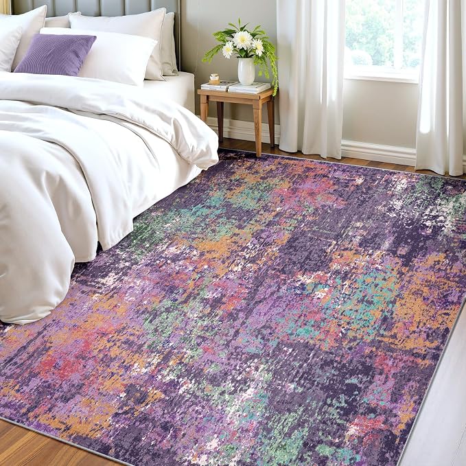 RELEANY Washable Area Rugs 4'x6' Non-Slip Modern Abstract Soft - Image 3