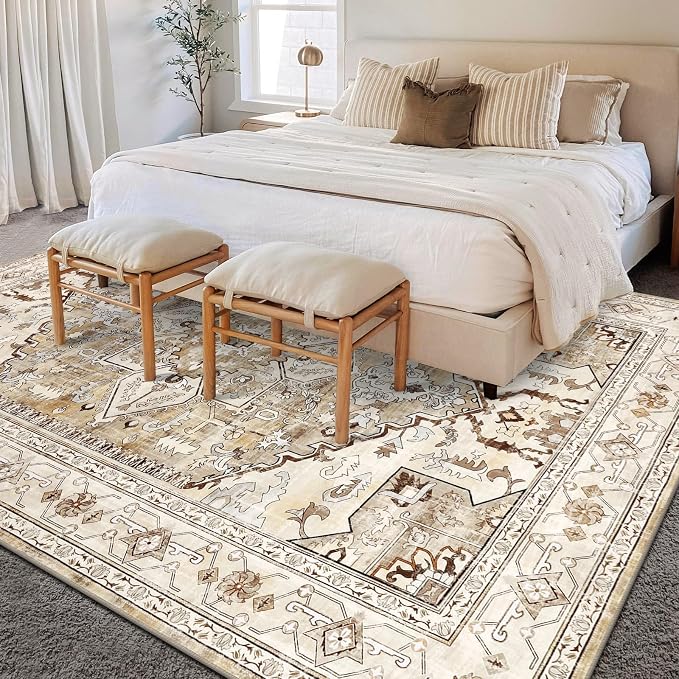 Yamaziot Area Rug 8x10, Non-Slip Washable Boho Vintage Living Room Bedroom Rug - Image 6