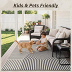 AMOAMI Outdoor Rug Patio Rug 8x10 ft Quick Dry Flatweave Textured Machine - Image 5