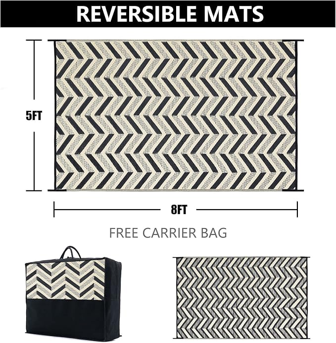 HUGEAR Outdoor Plastic Straw Rug, Waterproof Outdoor Rugs - Image 2