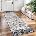 KUTA Moroccan Washable Kitchen Rug, 2x7 Non-Slip Vintage Black Navy Blue Boho by KUTA