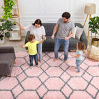 ONASAR 7x9 Area Rugs for Living Room Bedroom, Large Fluffy Pink and Grey Throw - Image 3
