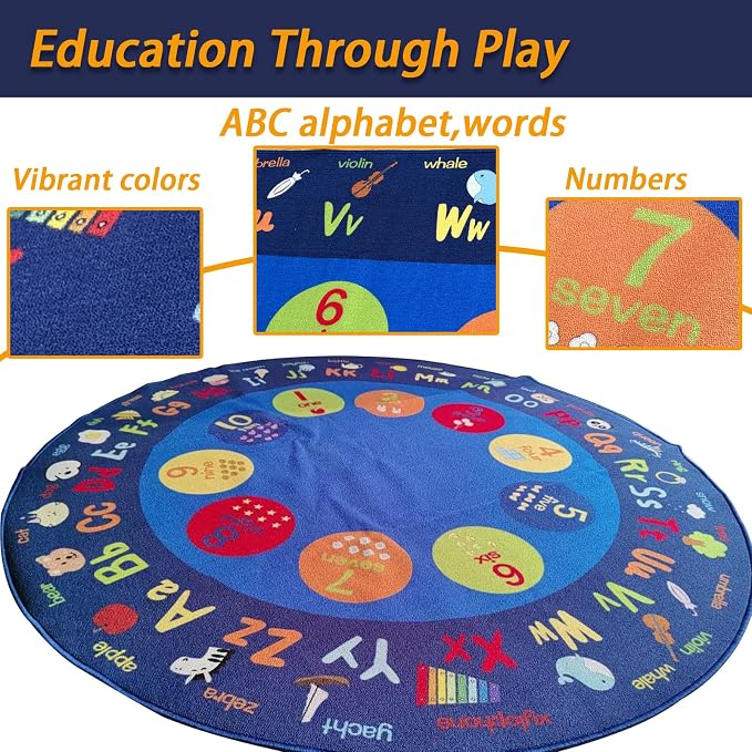 Classroom Round Rug, 6×6Ft ABC Rugs - Image 4