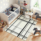Terrug Plaid Area Rug for Bedroom, Soft Low Pile Stain Resistance Abstract - Image 3