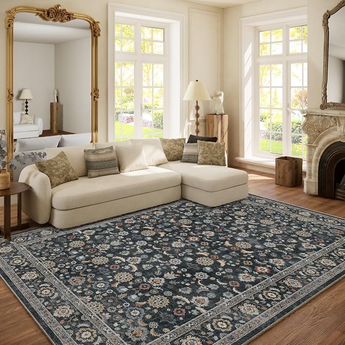 Washable Area Rugs for Living Room: 6x9 Bedroom Rug Vintage Boho Area Rug Stain by palohom