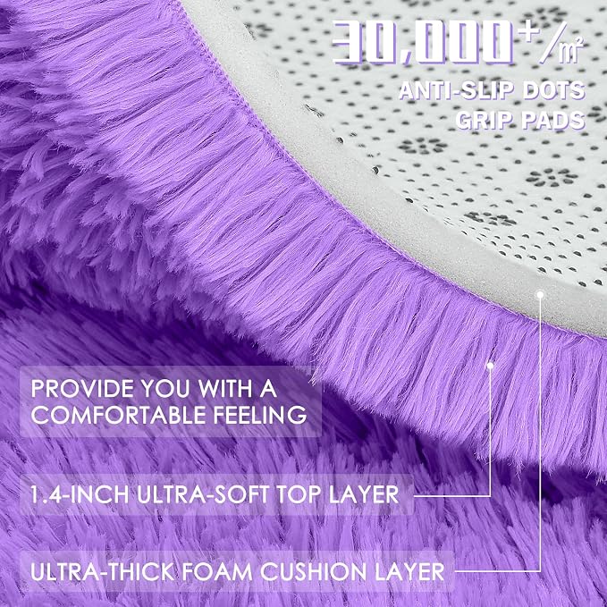 OLANLY 3x5 Machine Washable Small Bedside Rug, Soft Fluffy Shaggy Rugs - Image 9