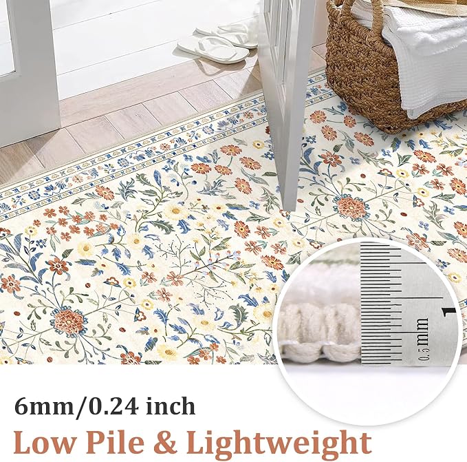 Yamaziot Washable Runner Rug 2x6 – Non Slip Boho Floral Hallway Runner Rug - Image 3
