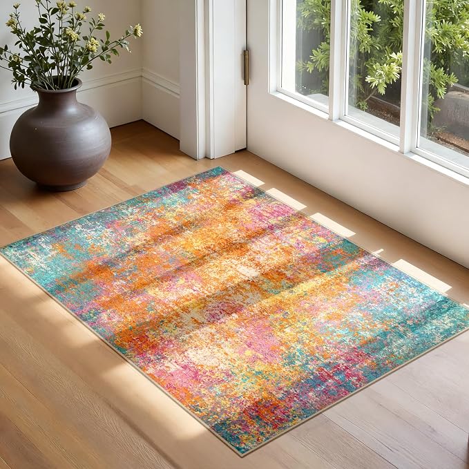 RELEANY Washable Area Rugs 2'x3' Non-Slip Modern Abstract Soft - Image 3