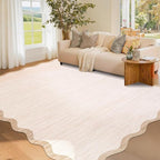 GarveeHome Scalloped Washable Rug 4x6, Bordered Non-Slip Farmhouse Bedroom by GarveeHome