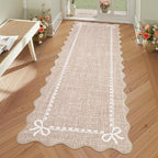 GarveeHome Scalloped Bow Rug for Living Room, Solid Camel Rug for Dorm by GarveeHome