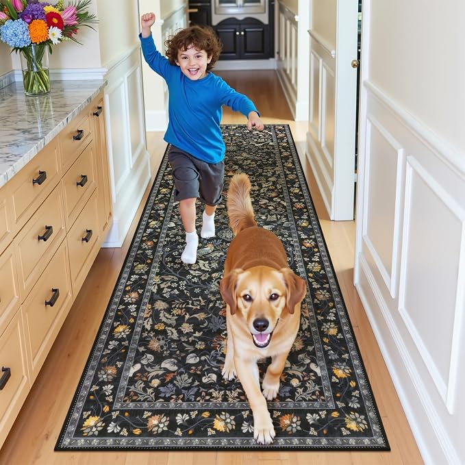 HEBE Washable Hallway Runner Rug 2'x 6' Non Slip Kitchen Rugs Runner, Low Pile - Image 8