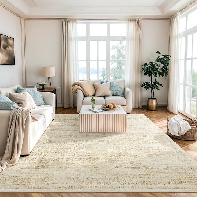 Soalmost 6x9 Area Rug for Living Room Floral Washable Non-Slip Modern Rugs for - Image 9