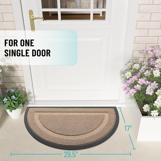OLANLY Half Circle Door Mat Indoor Outdoor Entrance Welcome, Waterproof - Image 2